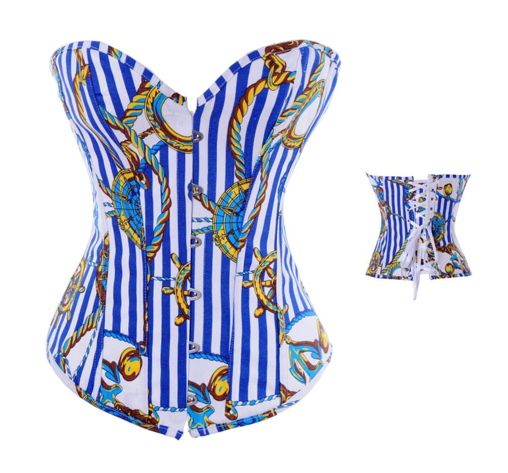 White Blue Sailor-style Corset